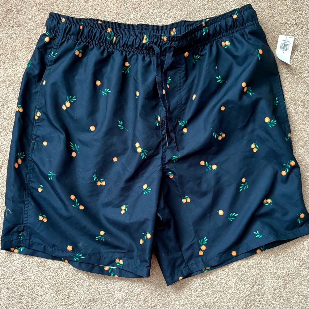 Old Navy Blue and Orange Swim Trunks Lightweight Elastic